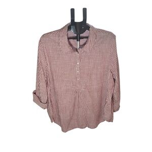 American Sweetheart Plus Women's Tunic Blouse, Red&White Stripes Size 3X